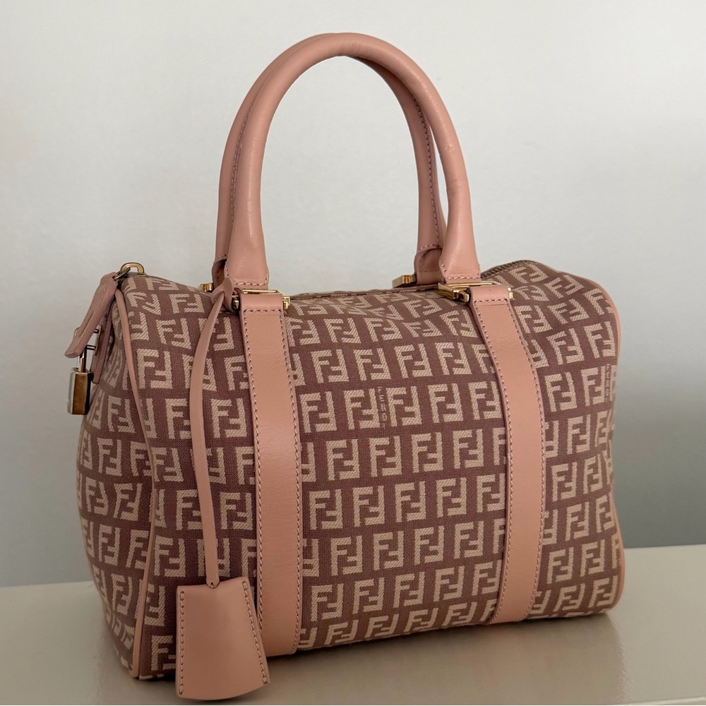 Fendi Zucchino Canvas Forever Bauletto boston bag